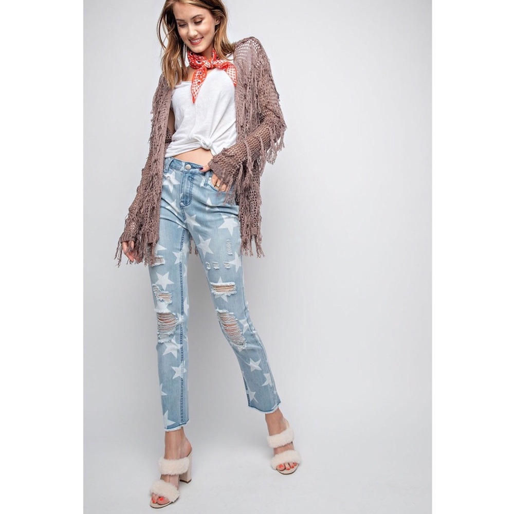 $ FIRM 🌷Last 1️⃣ Star Printed Distressed Jeans - Picture 3 of 8